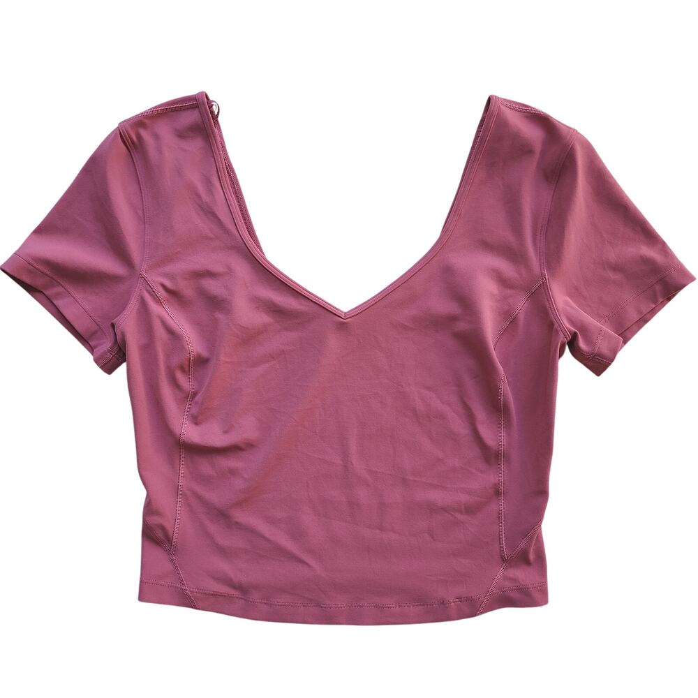 Lululemon Athletica Align Crop Tee Shirt Dark Pink Short Sleeve Top Women 6 EUC